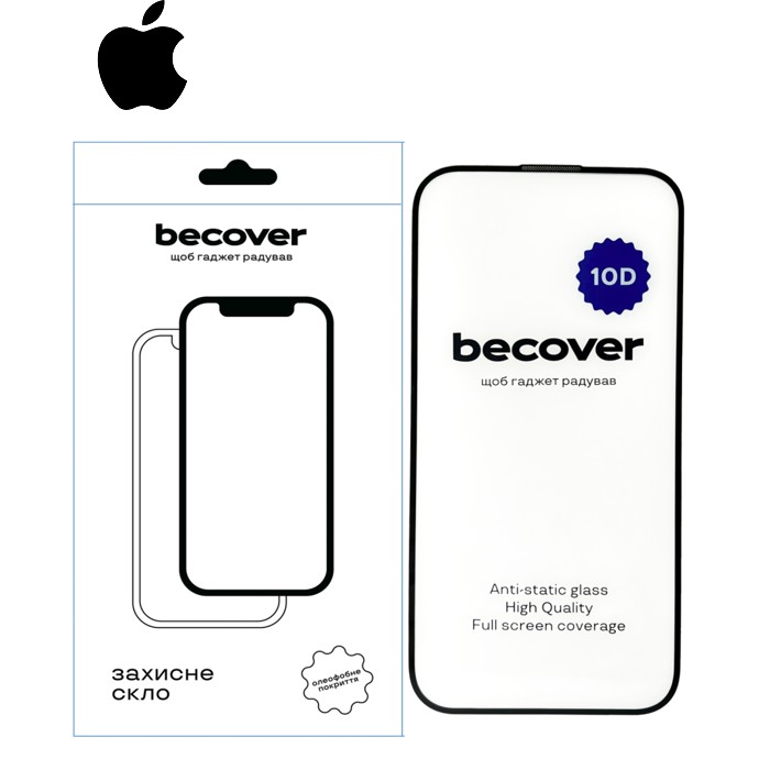 Стекло защитное BeCover Apple iPhone 15 Plus 10D Black (711330)