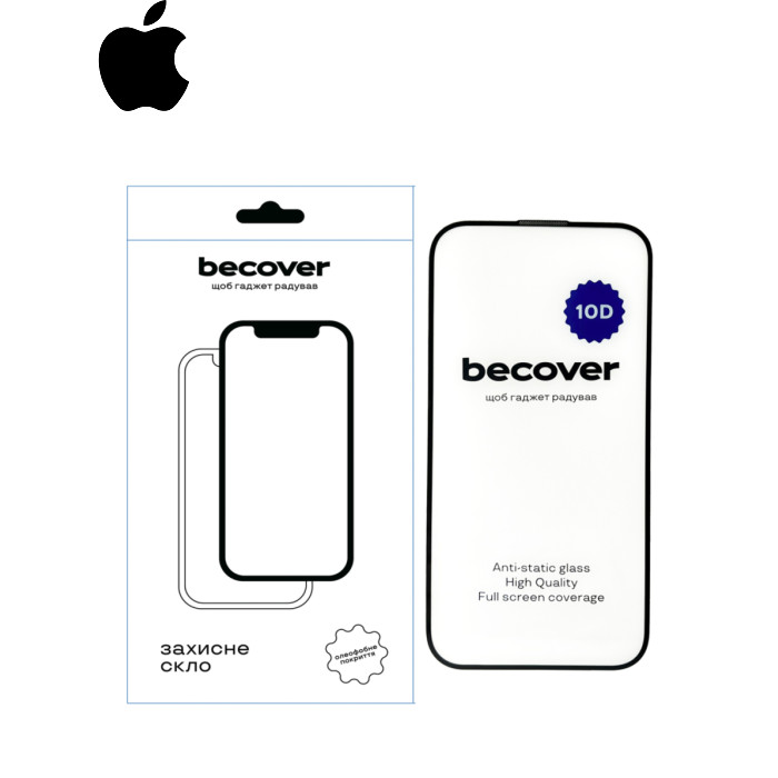 Стекло защитное BeCover Apple iPhone 15 Pro 10D Black (711331)