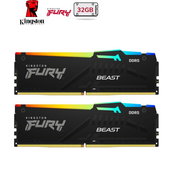 Модуль памяти для компьютера DDR5 32GB (2x16GB) 6000 MHz Beast RGB EXPO Kingston Fury (ex.HyperX) (KF560C30BBEAK2-32)