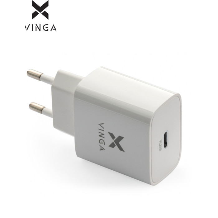 Зарядное устройство Vinga PD Type-C 20W Charger white (VWCPDC)