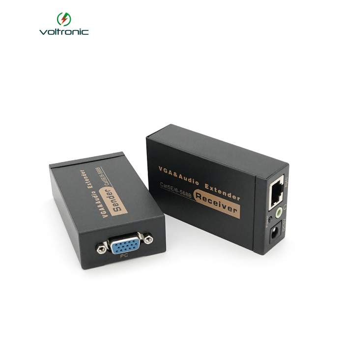 Активний подовжувач VGA сигналу до 100m по витій парі Cat5e / 6e, 1080P, Black, BOX