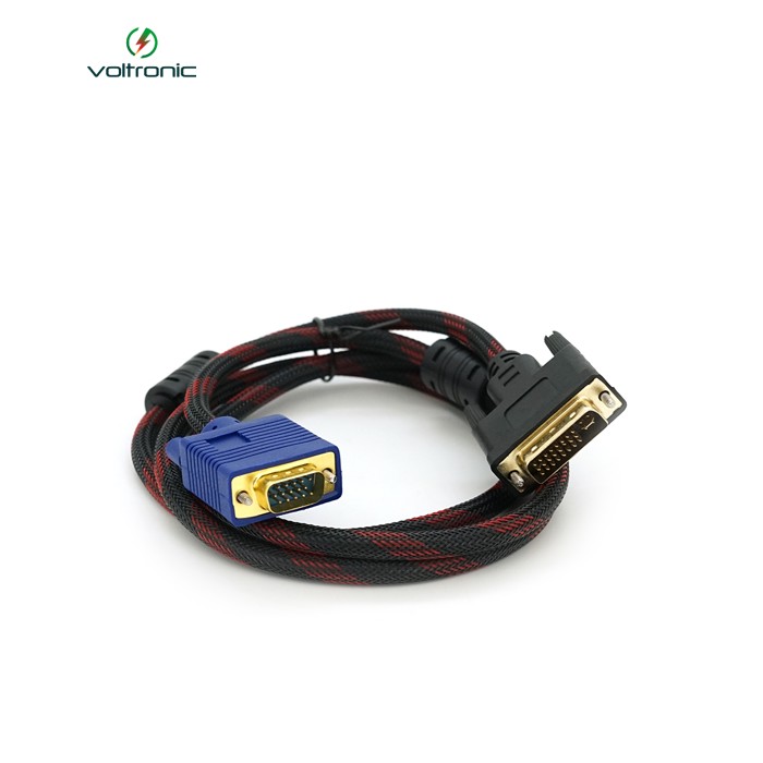 Кабель VGA (тато) -DVI-I (тато) (24 + 5) 1.5метра 2 фериту обплетення круглий чорний Q200