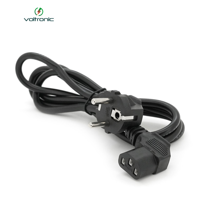 Кабель живлення Schuko кутовий PC-186A CEE7 / 7-C13, 1.5M, 0.75mm, євровилках під 90 градусів, OEM Q25 / 250