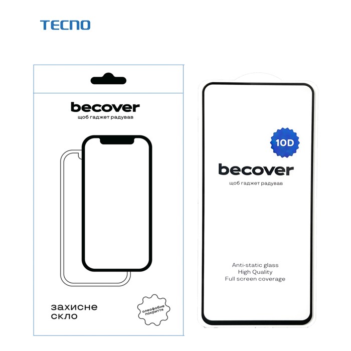 Скло захисне BeCover Tecno Spark 20 Pro (KJ6) 10D Black (711819)
