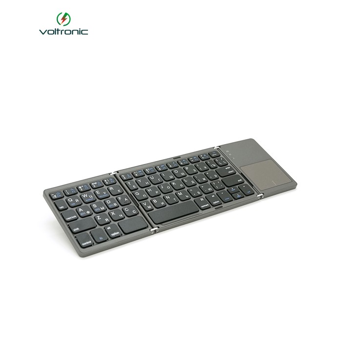 Клавіатура бездротова B033, розкладна, 64 клавіші, Touchpad, (Eng / Pyc), 2.4G, Gray, 300x98mm, Box
