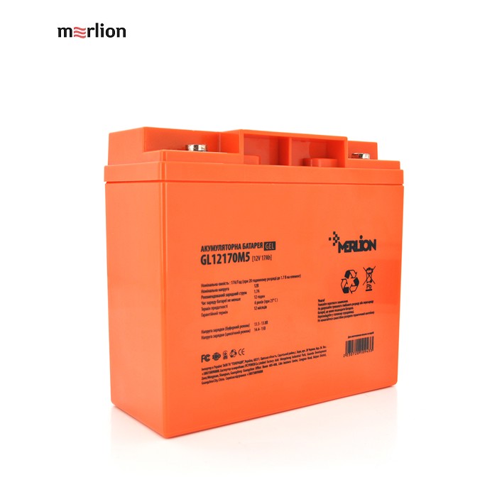 Акумуляторна батарея MERLION GL12170M5 12 V 17Ah ( 180 x 78 x 165 (168)), 4.77 kg, Orange, Q4