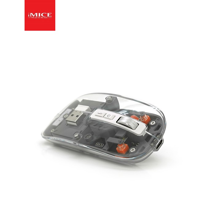 Миша бездротова iMICE T-100, 5 кнопок, 800 / 1200 / 1600 DPI, 2.4Ghz, Bluetooth, 10м, Windows XP / Vista / Win7 / 8 / 10 Mac OS X, Rechargable, Mixcolor, BOX