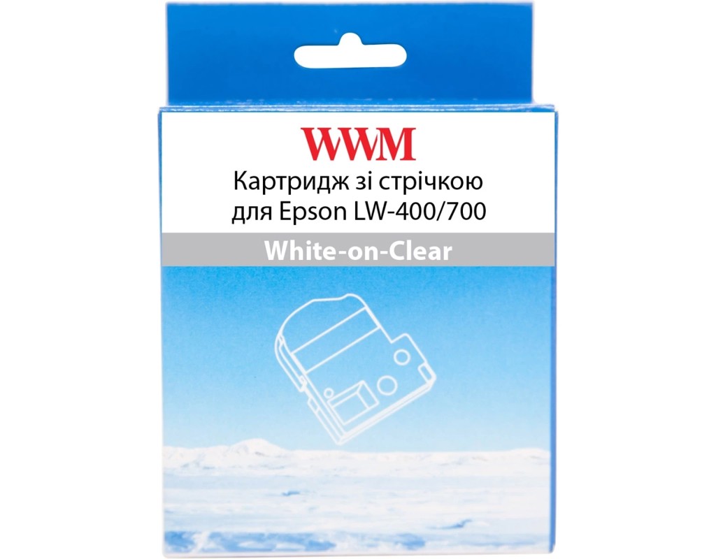 Стрічка для принтера етикеток WWM для Epson LW-400/700 12mm х 8m White-on-Clear (WWM-ST12S)