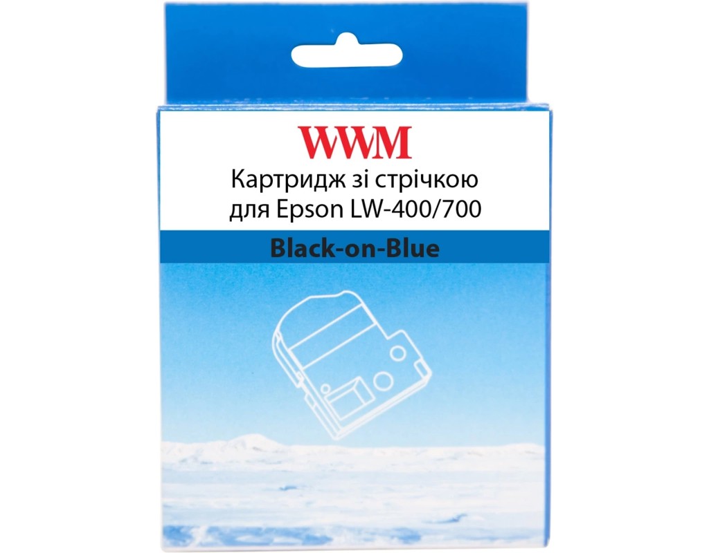 Стрічка для принтера етикеток WWM для Epson LW-400/700 18mm х 8m Black-on-Blue (WWM-SC18B)