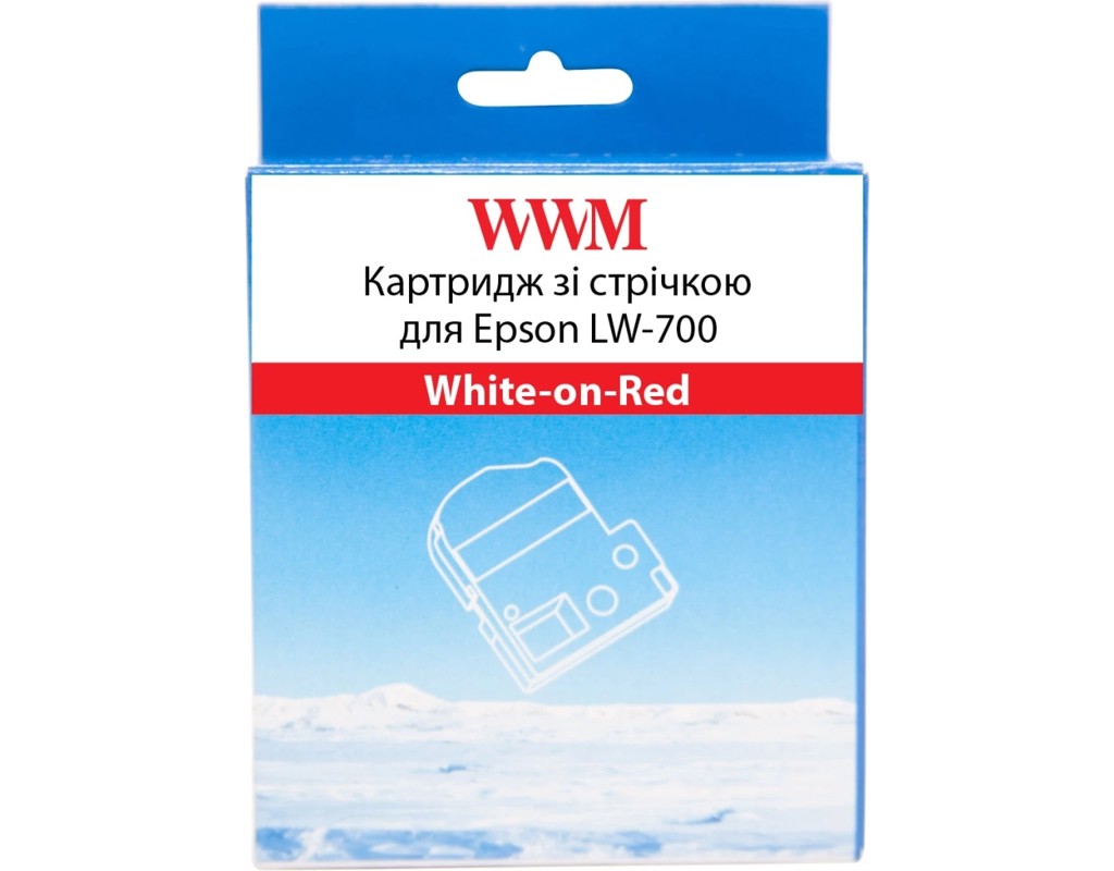 Лента для принтера этикеток WWM для Epson LW-700 24mm х 8m White-on-Red (WWM-SD24R)