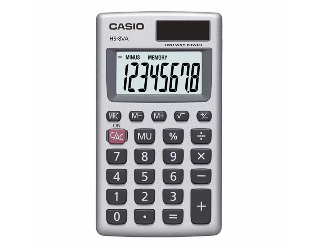 Калькулятор Casio HS-8VA-W-E, сріблястий (CALC-CAS-HS-8VA-W-EP)