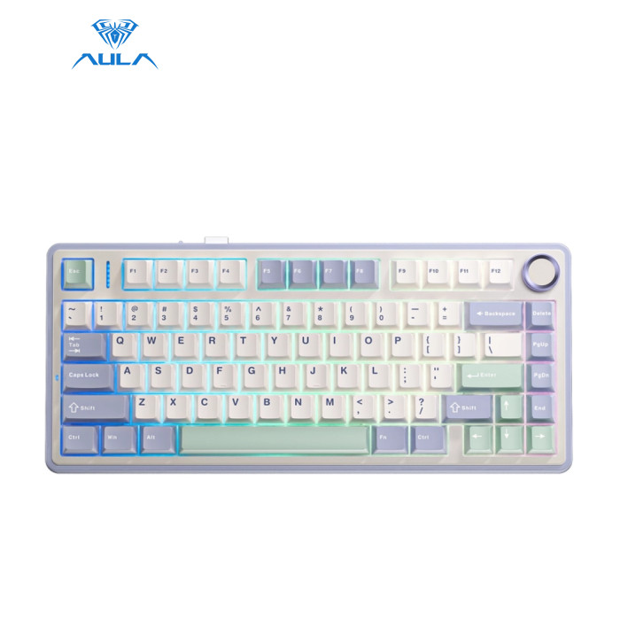Клавиатура Aula F75 Gasket Greywood V3 switch Hot-Swap PBT Wireless/Bluetooth/USB White (6948391208640)
