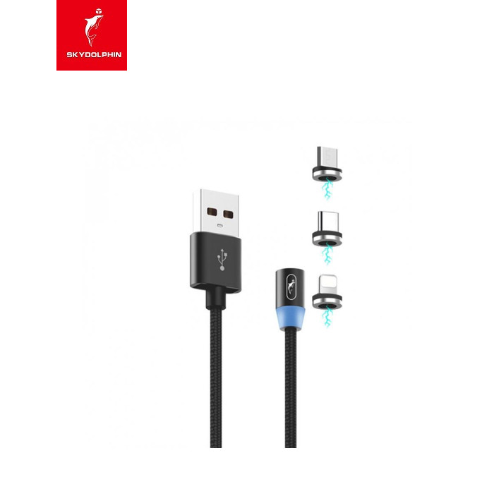 Кабель SkyDolphin S59KIT Magnetic USB - Lightning + microUSB + Type-C (M/M) 1 м, Black (SDUSB-000547)