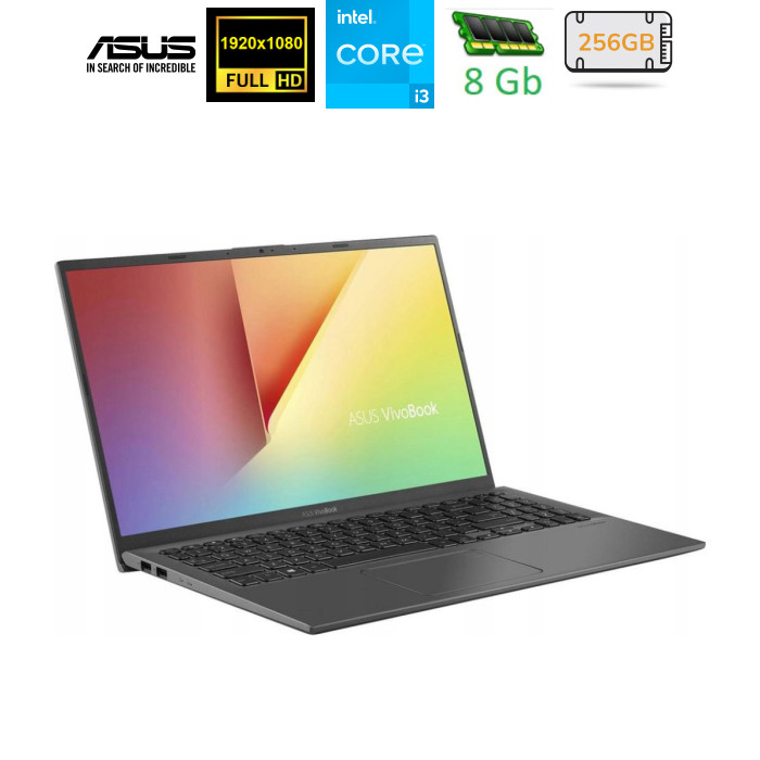 Б/У Ноутбук ASUS F512J 15,6" FHD TN / Intel Core i3-1005G1 / 8GB DDR4 / SSD 250Gb / Intel UHD Graphics / клавиатура с подсветкой / (небольшие засветы на экране, аккум:60% )