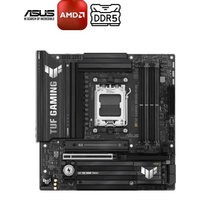 Материнська плата (витріна) ASUS TUF GAMING B850M-PLUS, AM5, AMD B850, DDR5, 8000 MHz, LAN - 2,5 Гбіт/с, DisplayPort, HDMI, 3 x M.2 2280, 4 x Sata 6.0 Gb/s, Micro-ATX