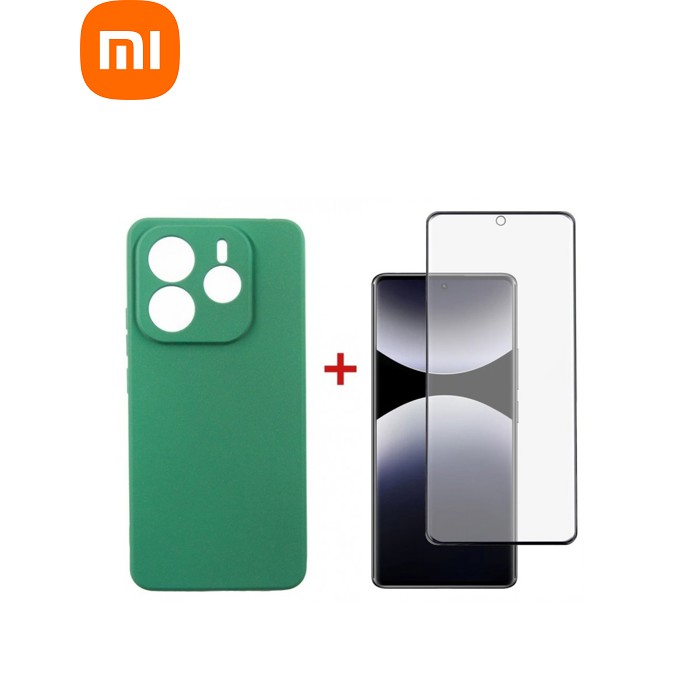 Чехол для мобильного телефона Dengos Kit Xiaomi Redmi Note 14 case Soft + glass (Mint) (DG-KM-131)