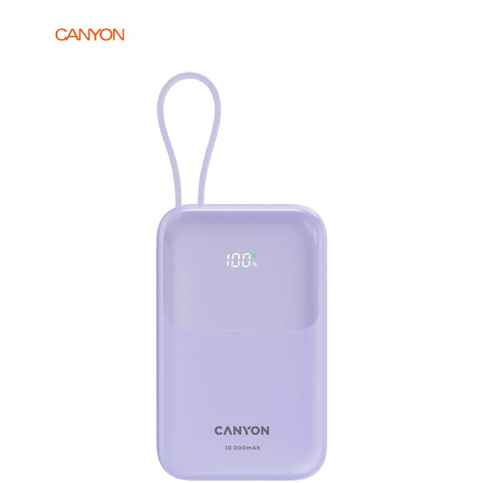 Батарея універсальна Canyon 10000mAh OnPower 101 PD/22.5W built-in cable Purple (CNS-CPB101PU)