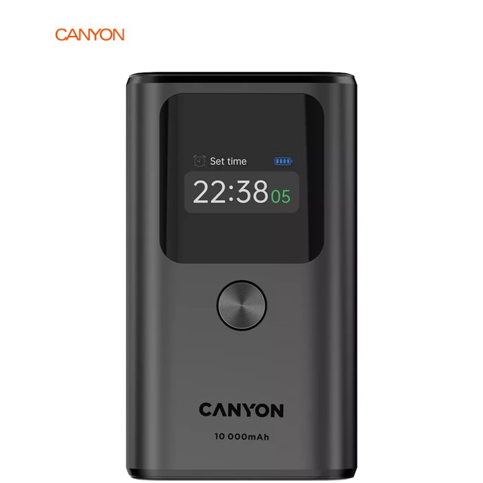 Батарея універсальна Canyon 10000mAh OnPower 130 TFT PD/30W Dark Grey (CNS-CPB130DG)