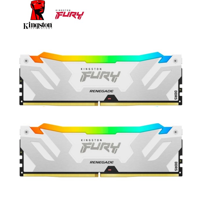 Модуль памяти для компьютера DDR5 48GB (2x24GB) 8400 MHz Renegade RGB White/Silver Kingston Fury (ex.HyperX) (KF584CU40RWAK2-48)