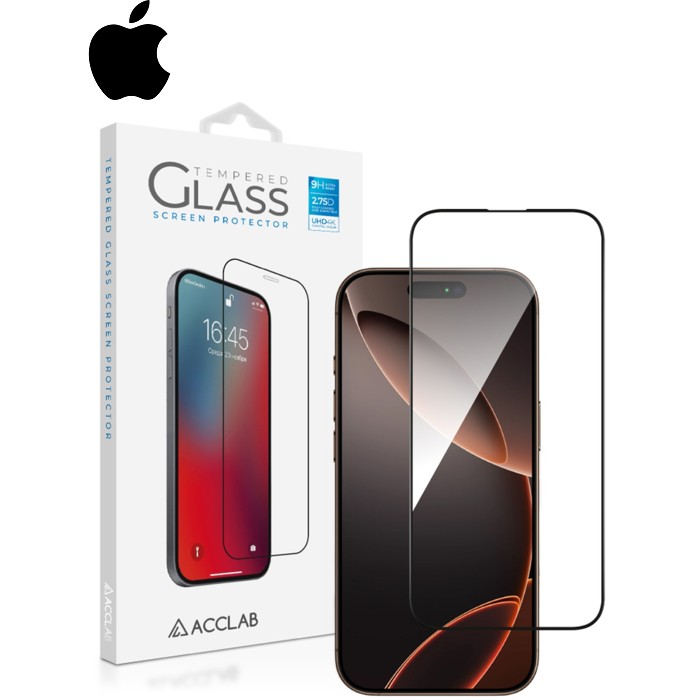 Стекло защитное ACCLAB Full Glue Apple iPhone 16 Pro Max Black (1283126593284)