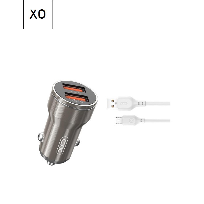 Зарядное устройство XO CC48 2.4A/2 USB + microUSB Grey (XO-CC48m-GR)