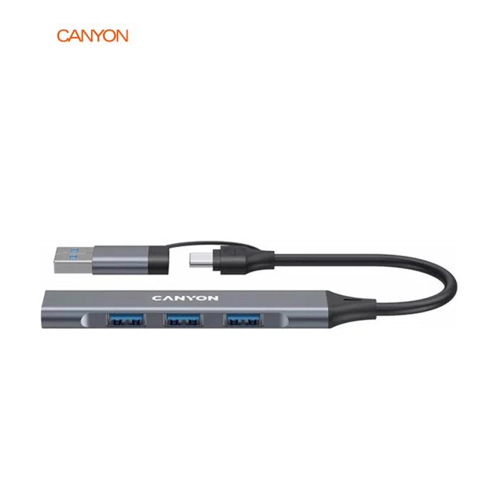 Концентратор Canyon USB-C/A 4-in-1 1xUSB 3.0 + 3xUSB 2.0 gray (CNS-TDS02G)