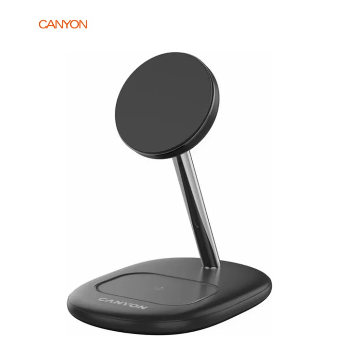Зарядний пристрій Canyon wireless charger WCS-205 15W Qi2 2in1 w/o adapter Black (CNS-WCS205BW/A)