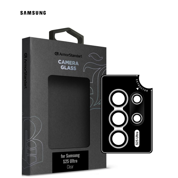 Стекло защитное Armorstandart Camera Supreme BI Samsung S25 Ultra Black Clear (ARM83223)
