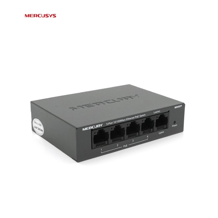Комутатор POE 48V Mercury MS05CP 4 порти POE+1 порт Ethernet (Uplink ) 10 / 100 Мбіт / сек, БП в комплекті + перехідник