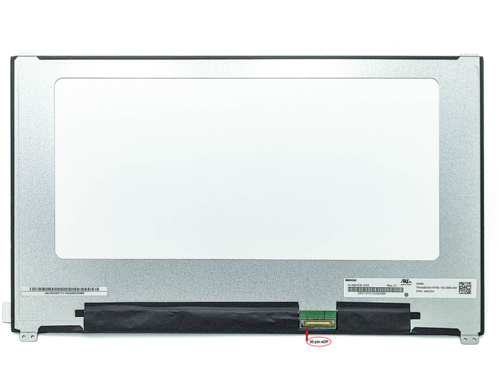 Матриця 14.0" Slim eDP 320mm (1920*1080, IPS, 30pin, без доп. панелі) Innolux N140HCE-G52 Матова (100% sRGB)