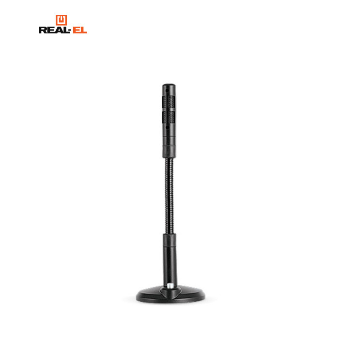 Микрофон Real-El MC-50 mini-jack 3,5 мм, 2,4 м ± 0,15 м, 9 ? 7 мм, всенаправленный (360°), 58 дБ ± 2 дБ, 20 – 16000 Гц, настольный, черный