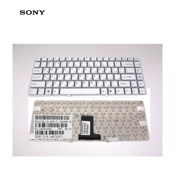 Клавіатура для SONY VPC-EA Series (RU White без рамки) (550102L13-203-G 148792471 V081678F) Оригінал