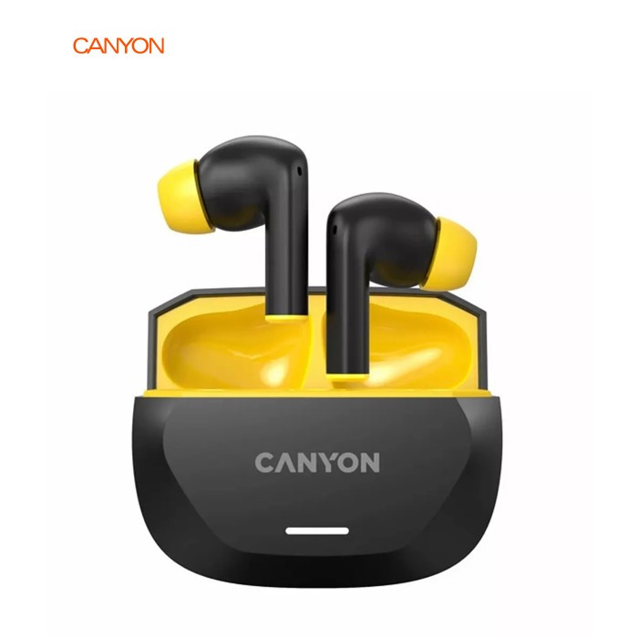Навушники Canyon Hexagon 7 TWS ANC+ENC Wireless Charge Black/Yellow (CNS-TWS7BY)