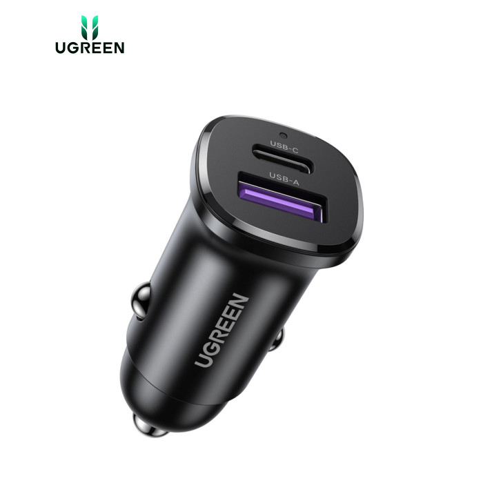 Зарядний пристрій Ugreen 2xUSB 30W (USB-A + USB-C) QC 4.0 Сіра (EC305) (25845)