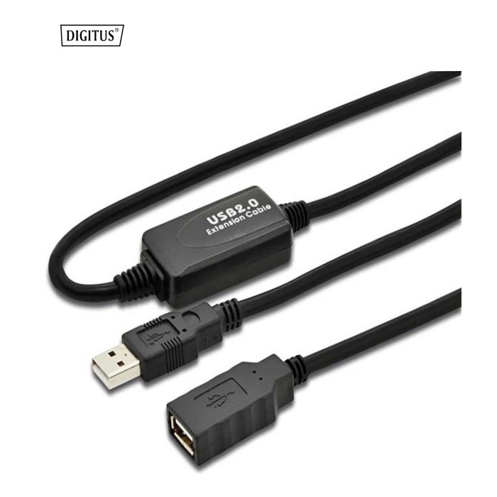 Дата кабель USB 2.0 AM/AF 10.0m active Digitus (DA-73100-1)