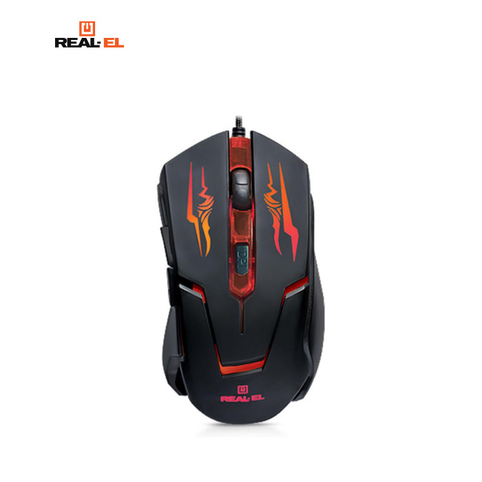 Мышь Real-El RM-520 Gaming Black (EL123200020) Ігрові, дротове, USB, оптичний, 2400 dpi, кількість кнопок - 6