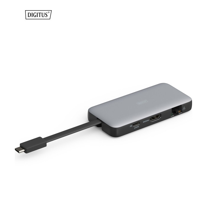 Порт-репликатор Digitus USB-C > HDMI/2xUSB-A/USB-C/SD/MicroSD/RJ54, Travel (DA-70916)
