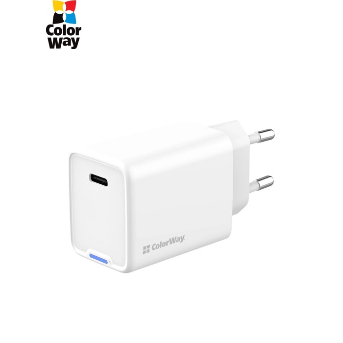 Зарядное устройство ColorWay GaN Mini 45W PD Port PPS USB-C white (CW-CHS057PD-WT)