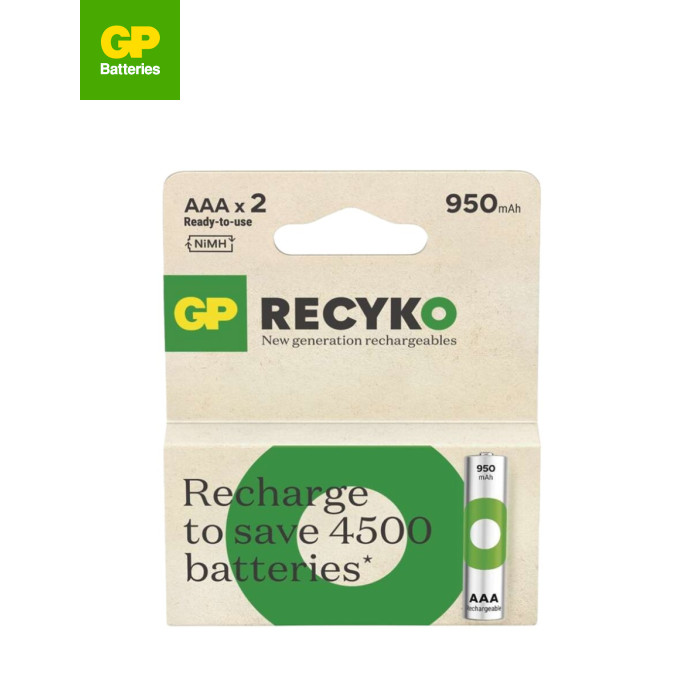 Акумулятор Gp AAA 950mAh ReCyko HR03 1.2V (2 battery pack) (100AAAHCER21-2TLB2 / 4891199212628)