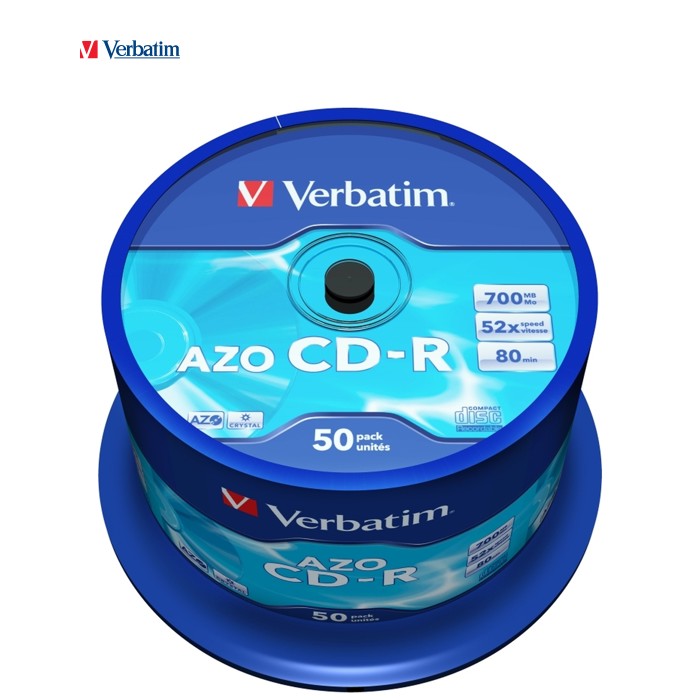 Диск CD Verbatim 700Mb 52x Cake box 50 Crystal AZO (43343)