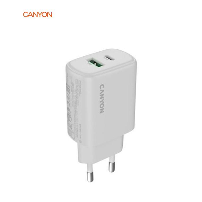 Зарядний пристрій Canyon OnCharge 250 25W 1xPD 1xQC EU White (CNE-CHA250-21)