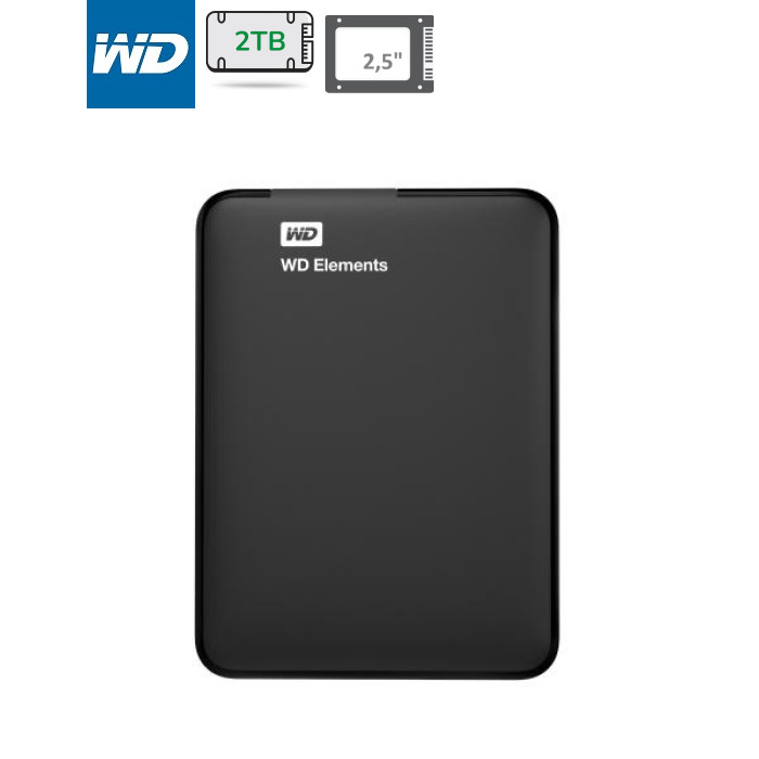 Внешний жесткий диск 2.5" 2TB Western Digital Elements Portable WDBU6Y0020BBK-WESN, Black USB 3.0