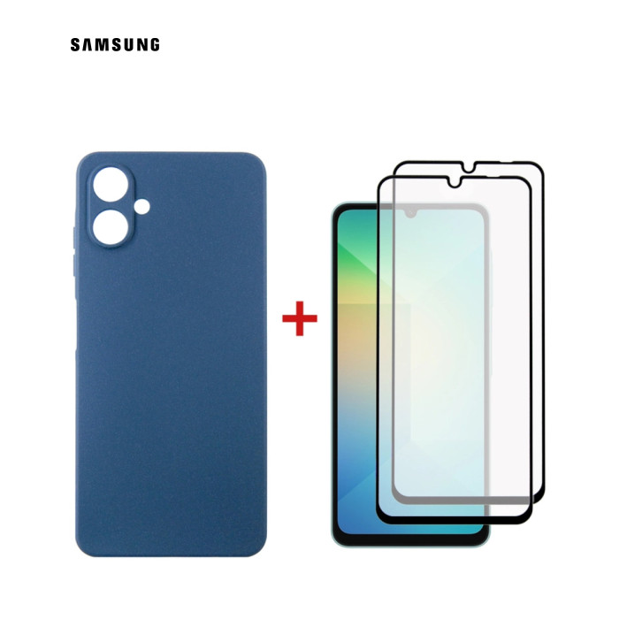 Чехол для мобильного телефона Dengos Kit Samsung Galaxy A06 Carbon + 2 pcs glass (Blue) (DG-CTG2P-06)