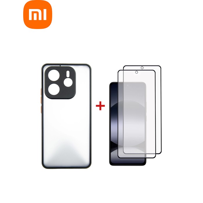 Чехол для мобильного телефона Dengos Kit Xiaomi Redmi Note 14 5G Matte + 2 pcs glass (Black) (DG-CTG2P-01)