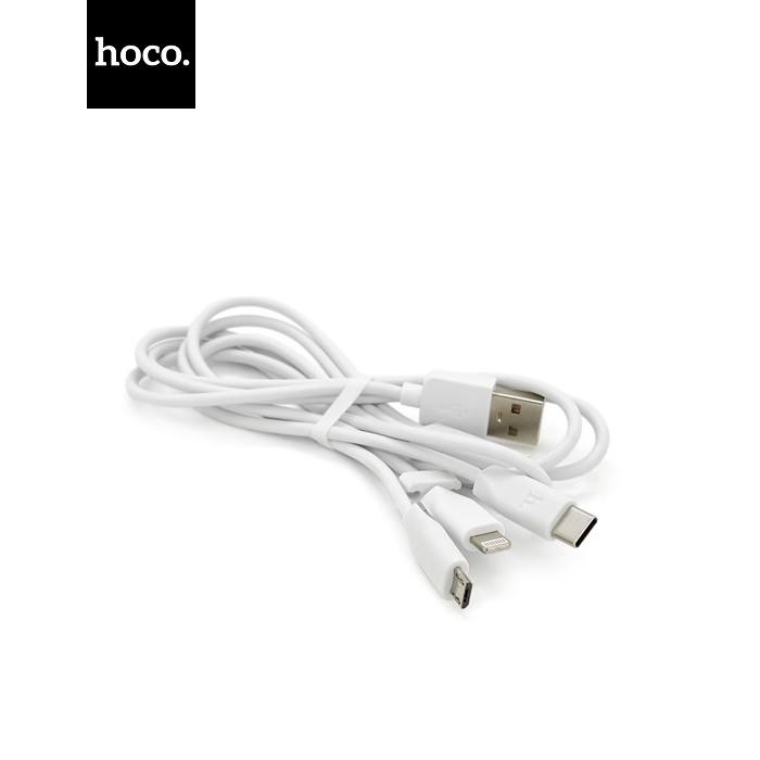 Кабель HOCO X1 USB-1 3 in 1 Micro / Iphone / Type-C, 2A, довжина 1м, White, Box