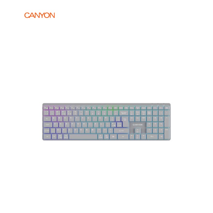 Клавіатура Canyon HKB-W11 Slim Dual Mode Wireless/Bluetooth RGB UA Grey (CNS-HBTK11G)