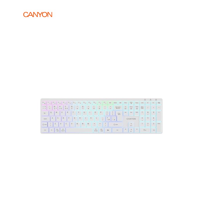 Клавіатура Canyon HKB-W11 Slim Dual Mode Wireless/Bluetooth RGB UA White (CNS-HBTK11W)