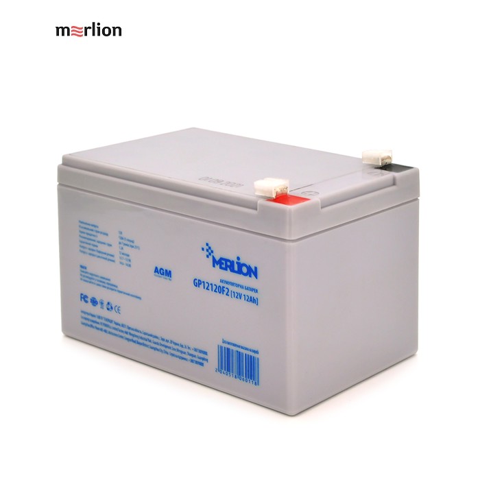 Акумуляторна батарея MERLION AGM GP12120F2 12 V 12 Ah ( 150 x 98 x 95 (100) ), 3.4 kg, Grey, Q6 / 252