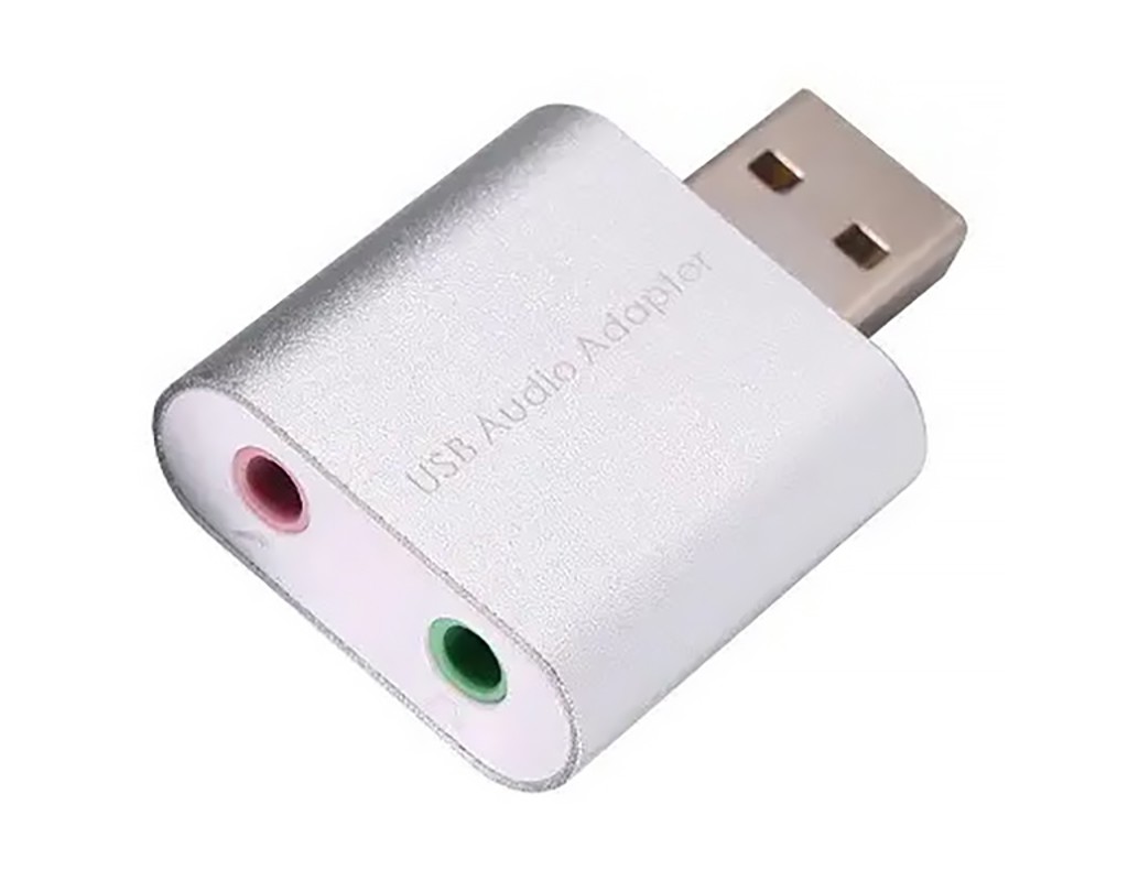Звукова карта USB AUX jack, 2*TRS (Mic + Ear), C-Media chip, RTL, срібляста