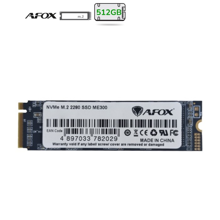 SSD 512Gb AFox ME300 M.2 2280 PCIe NVMe Gen 3x4 3D TLC NAND, Retail